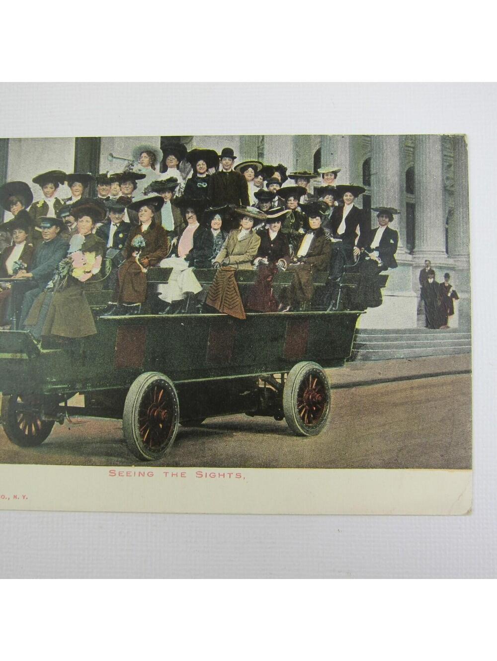 Antique Postcard Electric Bus New York Sightseeing Tour UNPOSTED RARE - Picture 3 of 12